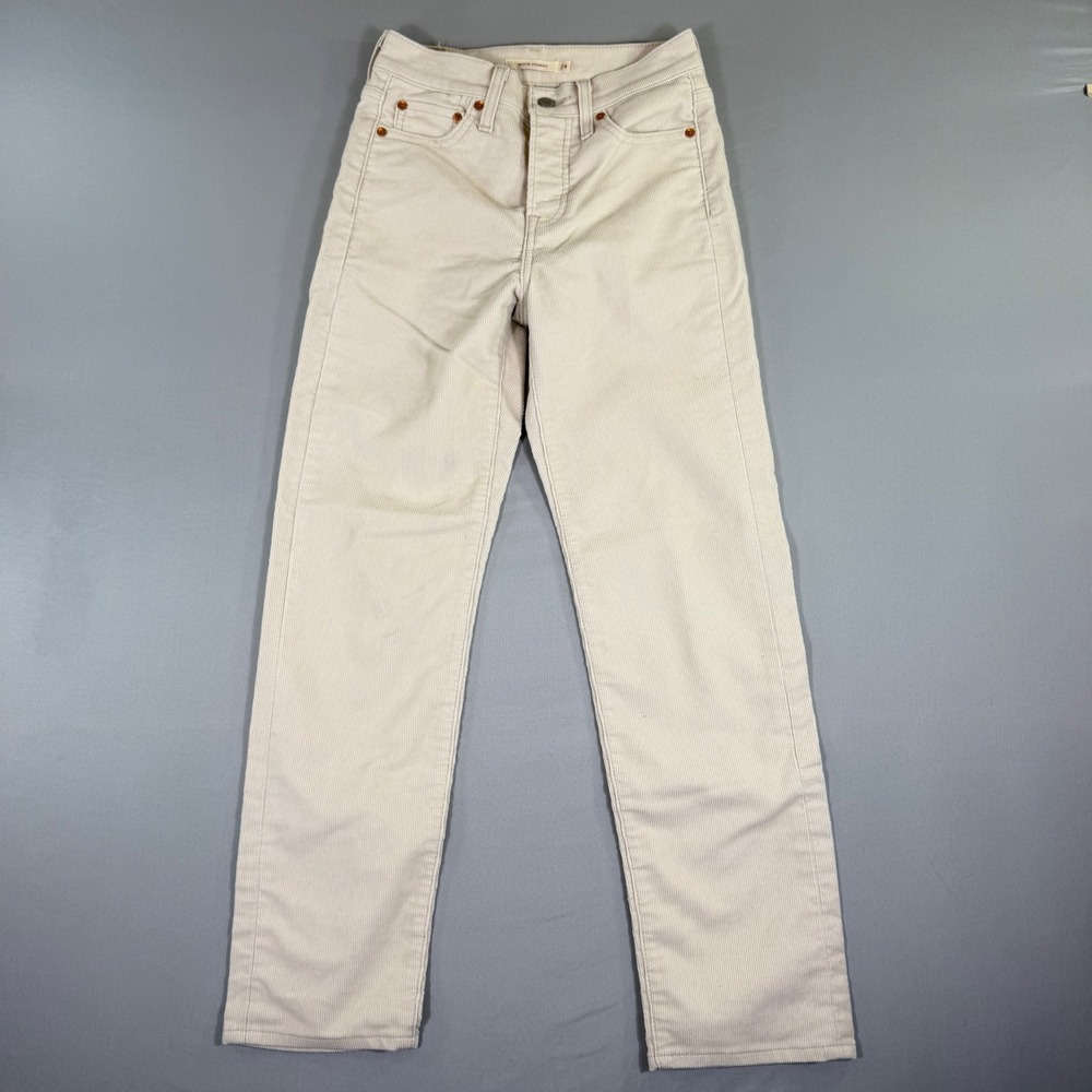 Levis Premium Wedgie Straight Corduroy Pants Cream 24 Fall Neutral Preppy 70s